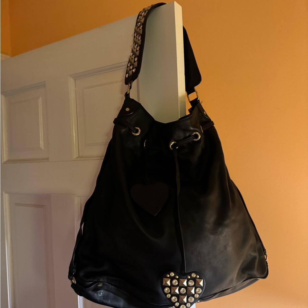 Women’s vintage juicy couture  Studded Black Shoulder hobo leather bag